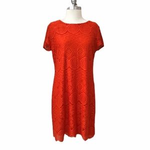 Laundry by Shelli Segal Red Lace Overlay Dress 12 Knee Length